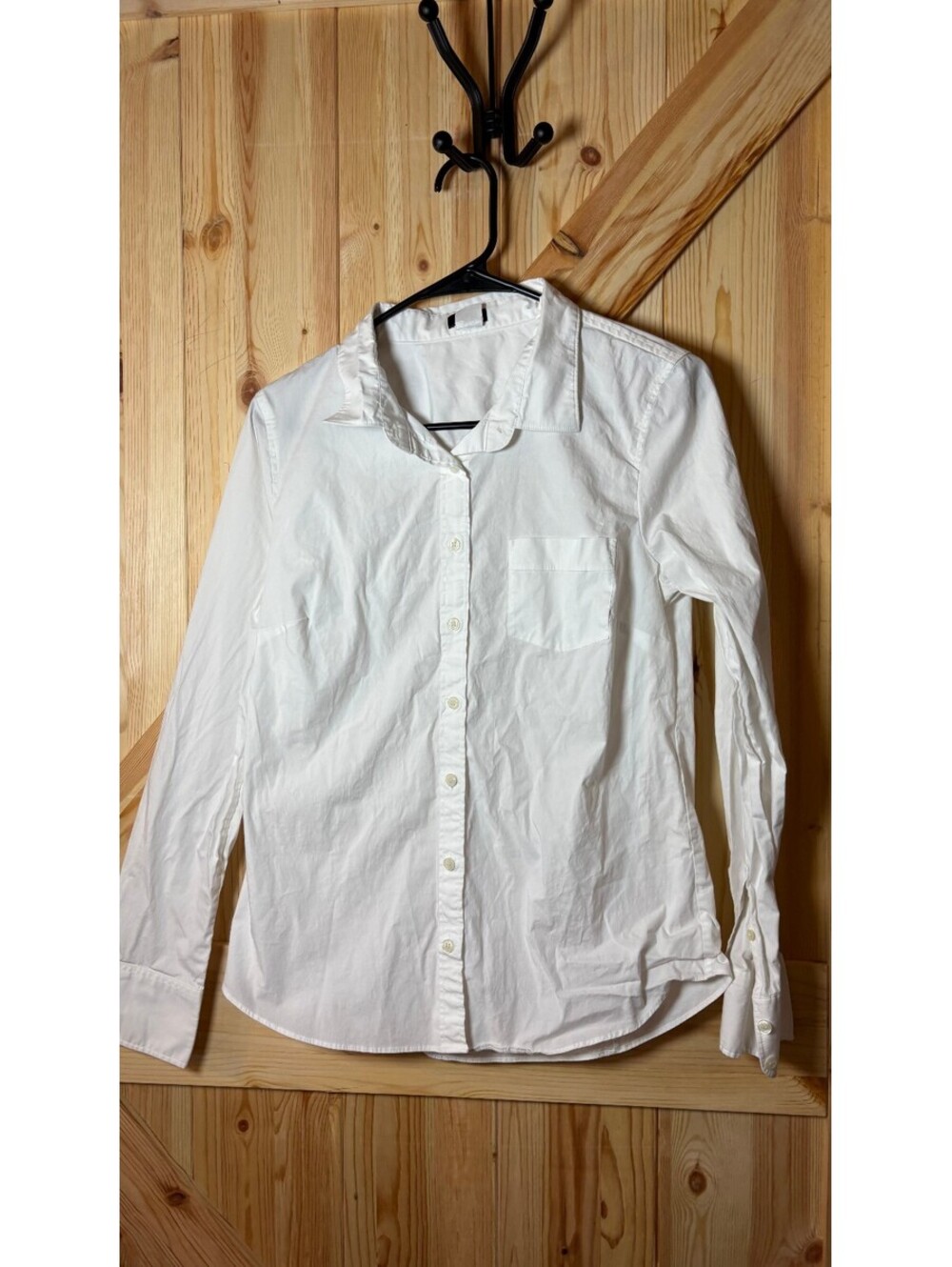 J.Crew White Button-Up Shirt Medium Cotton Spandex